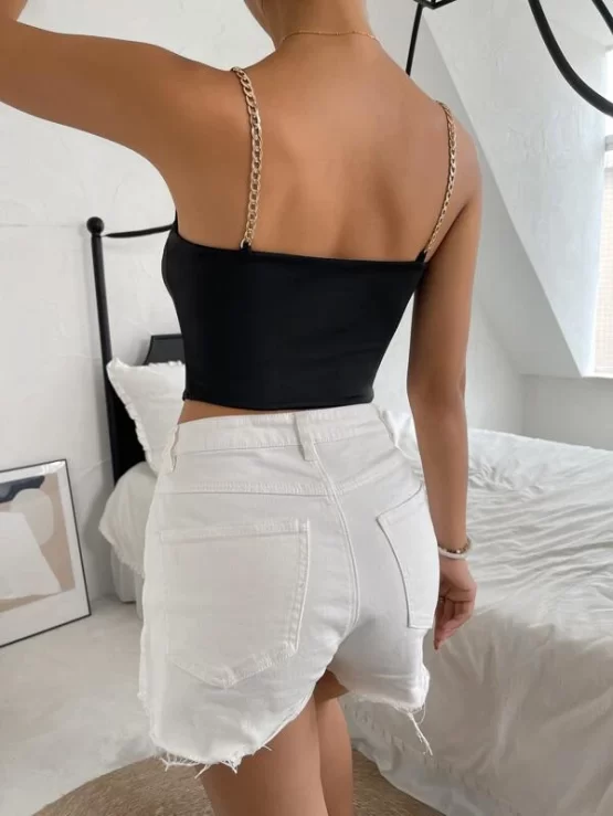 Chain Plain Strap Cut Out Front Cami Top - Image 5