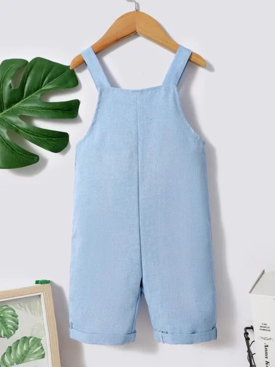 Baby Patched Pocket Roll Up Hem Overall Romper - Image 2