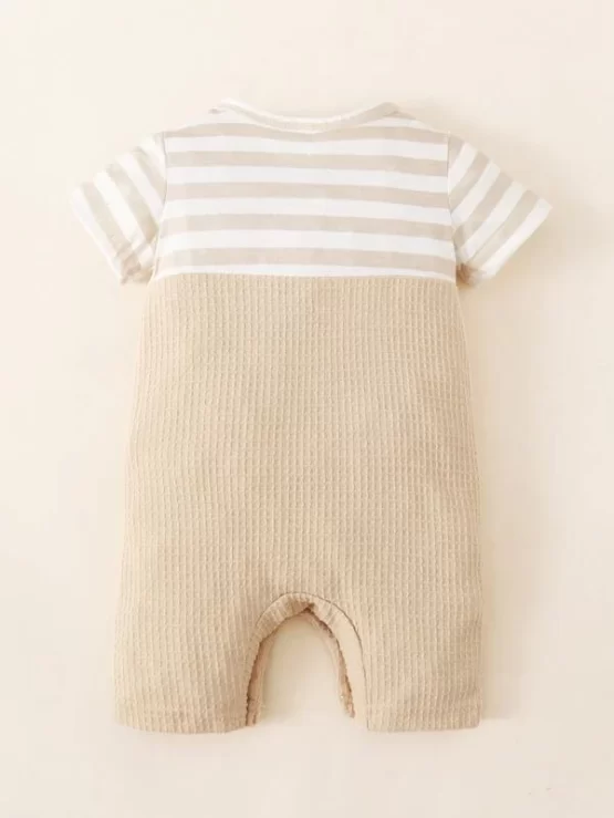 Baby Striped Cartoon & Cow Print Romper - Image 3