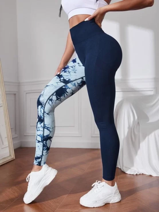 Tie Dye Wideband Waist Sports Leggings - Image 2