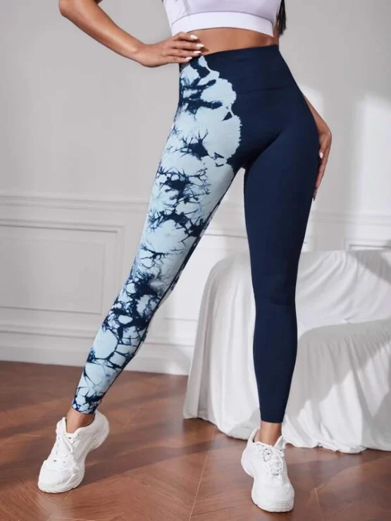 Tie Dye Wideband Waist Sports Leggings - Image 3