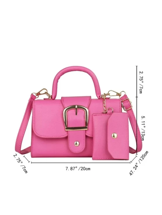 Mini Metal Buckle Decor Flap Square Bag With Coin Purse - Image 2