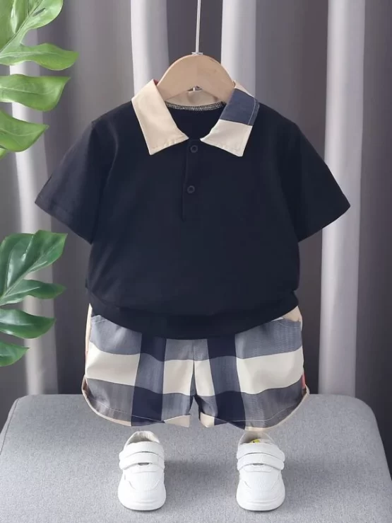Toddler Boys Plaid Pocket Polo Shirt & Shorts - Image 2