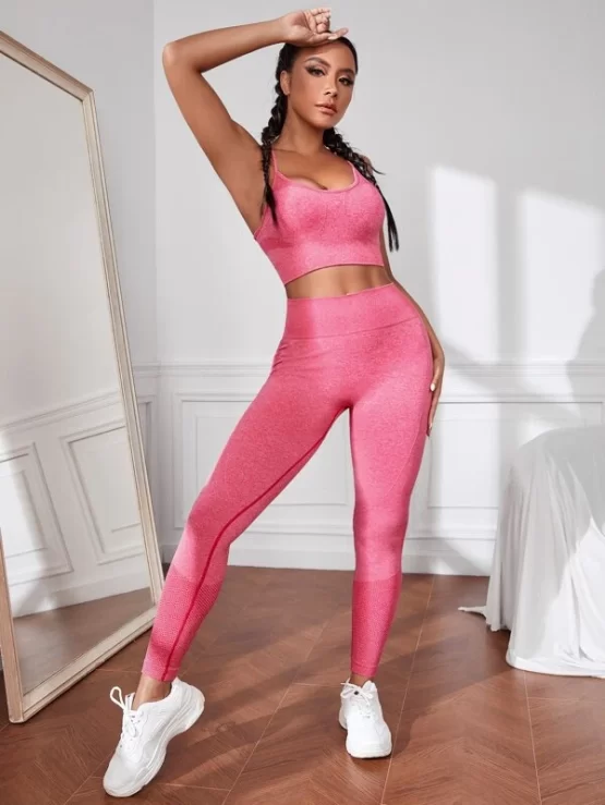 Criss Cross Backless Leggings Cami Sports Set - Image 2