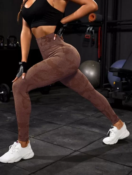 Wide Waistband Camo Print Sports Leggings - Image 4