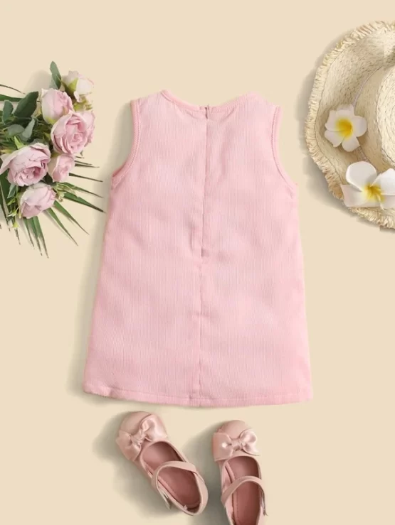 Baby Plain Cute Contrast Lace Sleeve Dress - Image 2