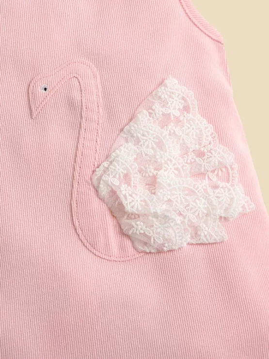 Baby Plain Cute Contrast Lace Sleeve Dress - Image 3