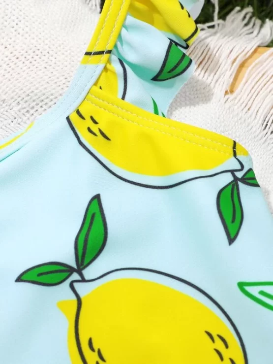 Baby Random Lemon Print ruffle Trim One Piece Swimsuit - Image 5