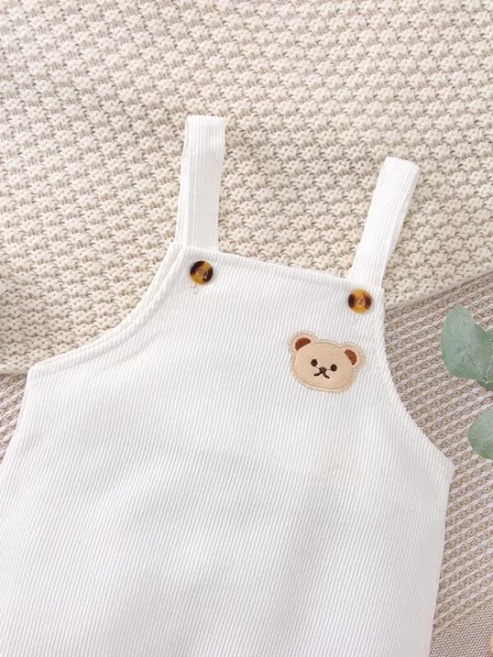 Baby Bear Patched Embroidery Overall Jumpsuit - Image 2