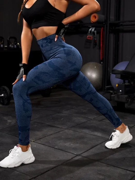 Wide Waistband Camo Print Sports Leggings - Image 7