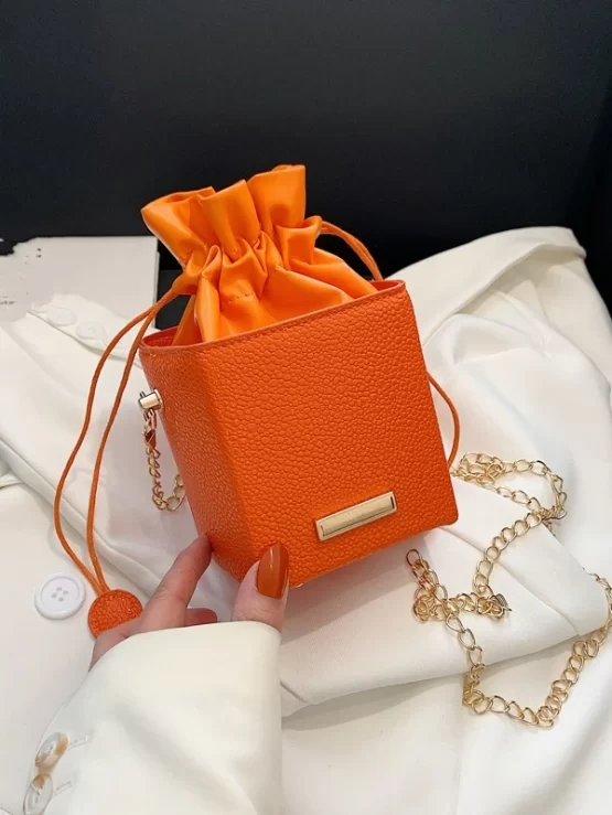 Mini Colorblock Drawstring Design Bucket Bag - Image 3