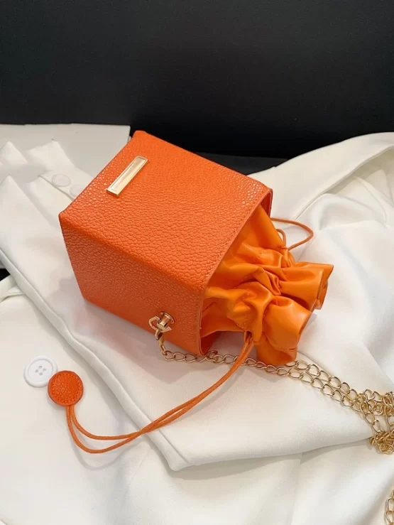 Mini Colorblock Drawstring Design Bucket Bag - Image 2
