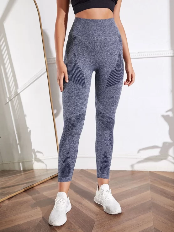 Striped Print Tummy Control Sports Leggings - Image 2