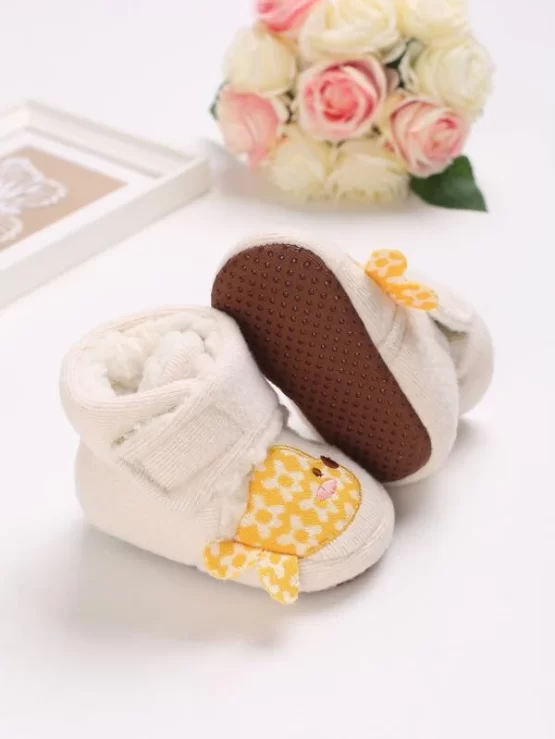 Baby Cartoon & Letter Embroidery Thermal Lined Fluffy Boots - Image 3