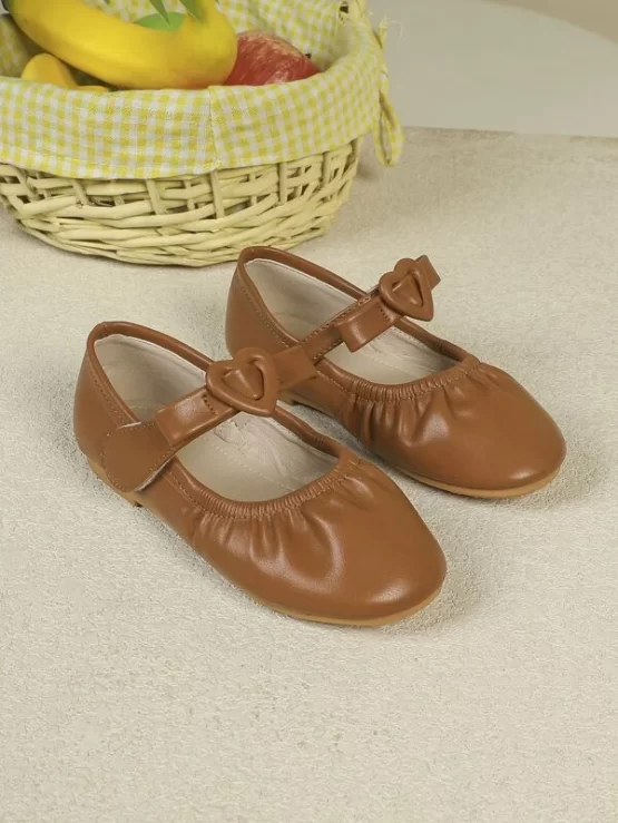 Girls Heart Decor Ruched Detail Mary Jane Flats - Image 2