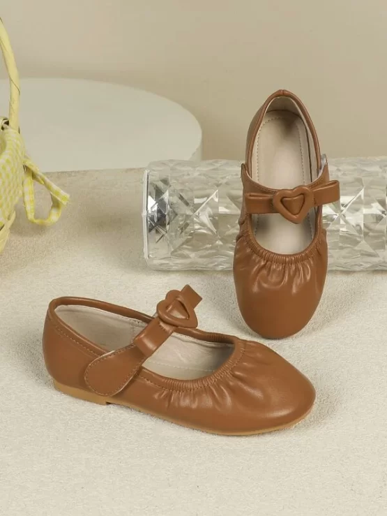 Girls Heart Decor Ruched Detail Mary Jane Flats - Image 3