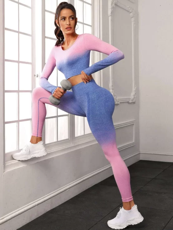 Seamless Ombre Wide Waistband Sports Set - Image 5