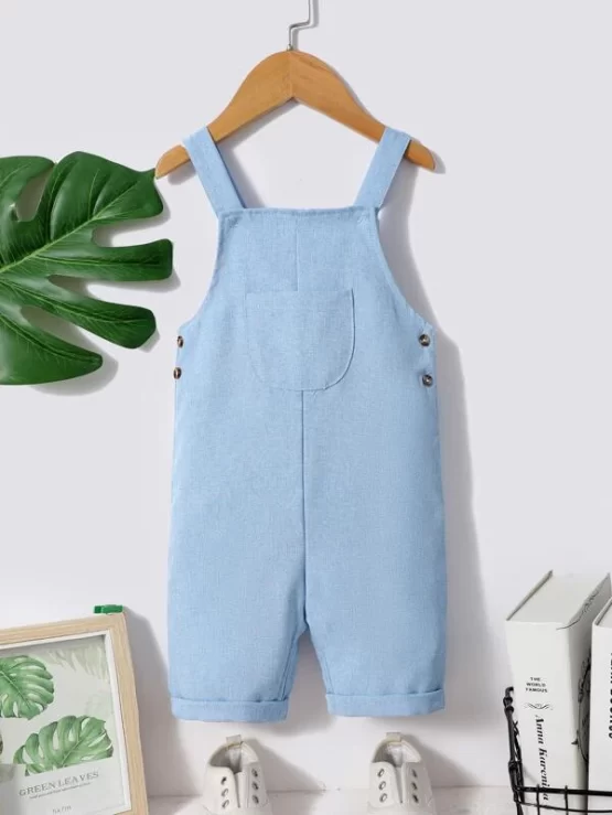 Baby Patched Pocket Roll Up Hem Overall Romper