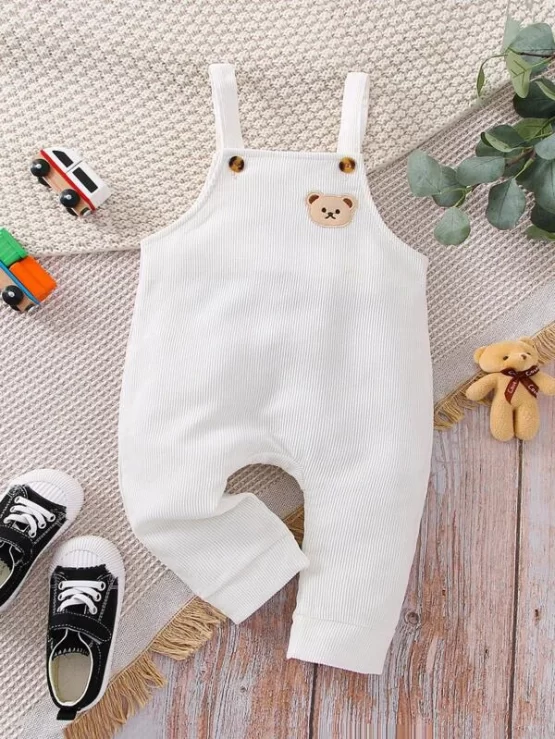 Baby Bear Patched Embroidery Overall Jumpsuit