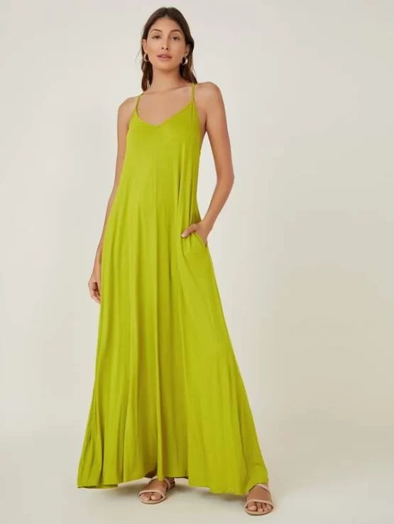 BASICS Plain Pocket Side Solid Cami Dress