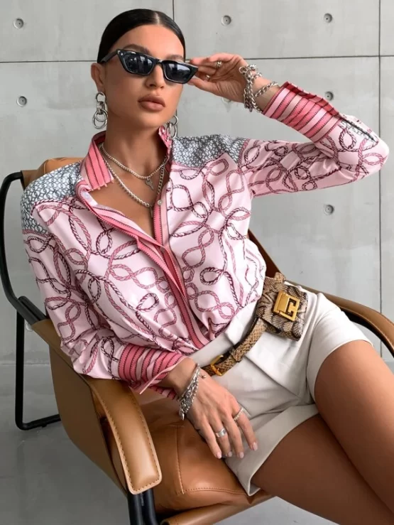 Graphic Casual Print Shirt Button Up Blouse