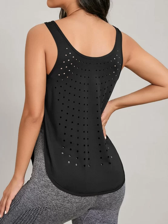 1pc Laser Cut Curved Hem Sports Tank Top