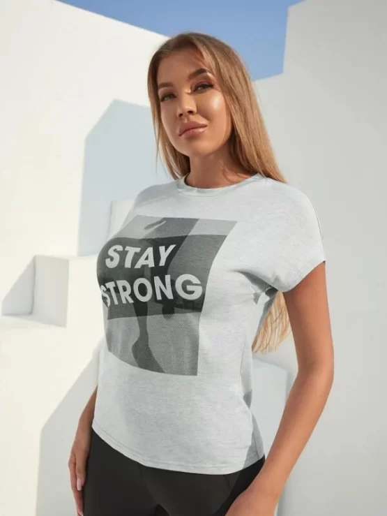 Absorbs Sweat Letter Sleeve Graphic Sports Tee