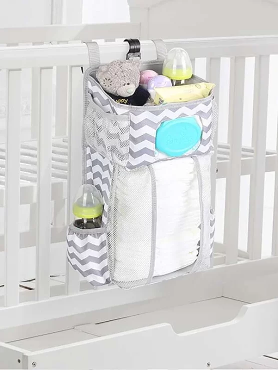 One Piece Chevron Pattern Crib Hanging Storage Bag