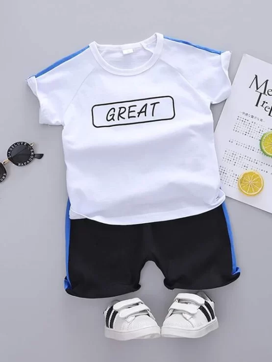 Toddler Boys Letter Graphic Tee & Track Shorts