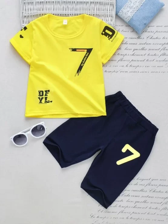 Toddler Boys Letter Graphic Tee & Shorts
