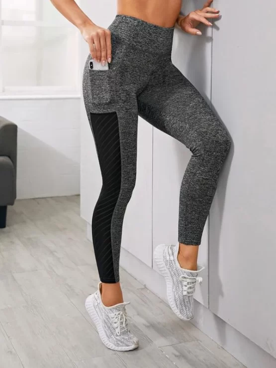 Space Dye Sports Leggings With Phone Pocket