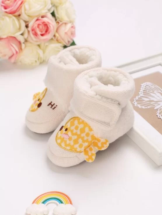 Baby Cartoon & Letter Embroidery Thermal Lined Fluffy Boots