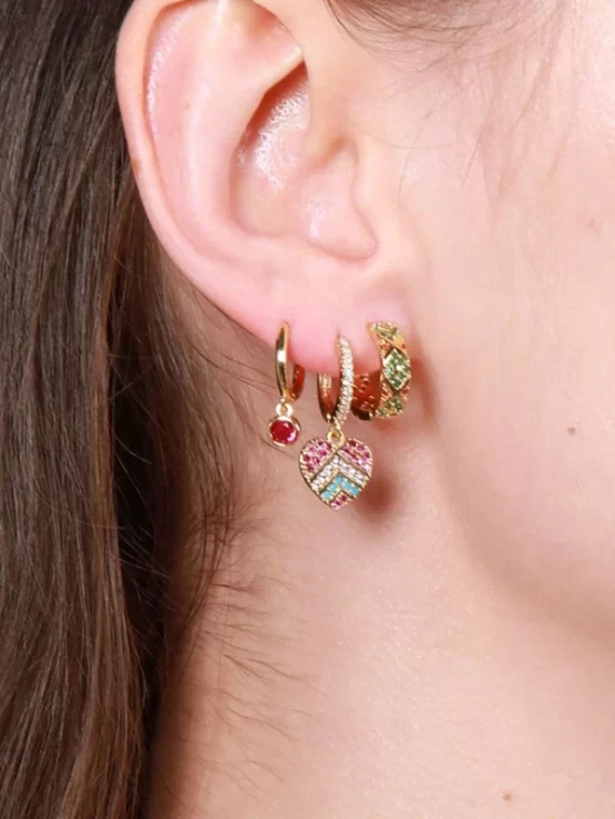 Three Pieces Glamorous Zircon Heart Drop Earrings