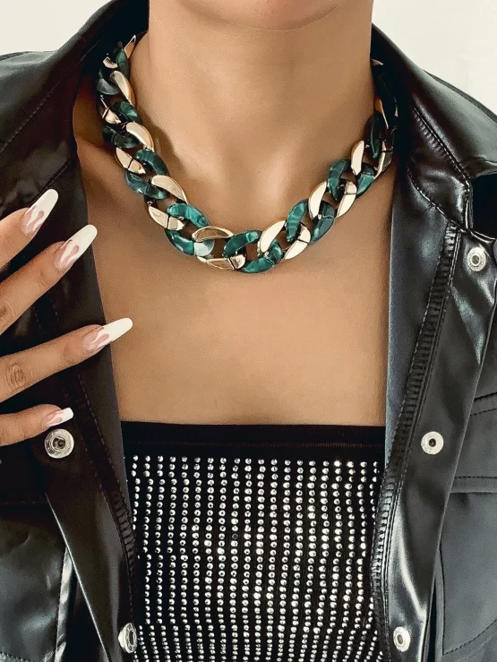 Two Tone Fashionable Multicolor Chain Necklace