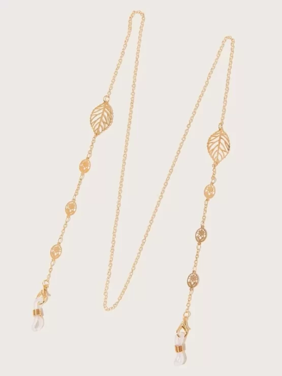 Hollow Out Copper One Piece Leaf Glasses Chain - Image 2