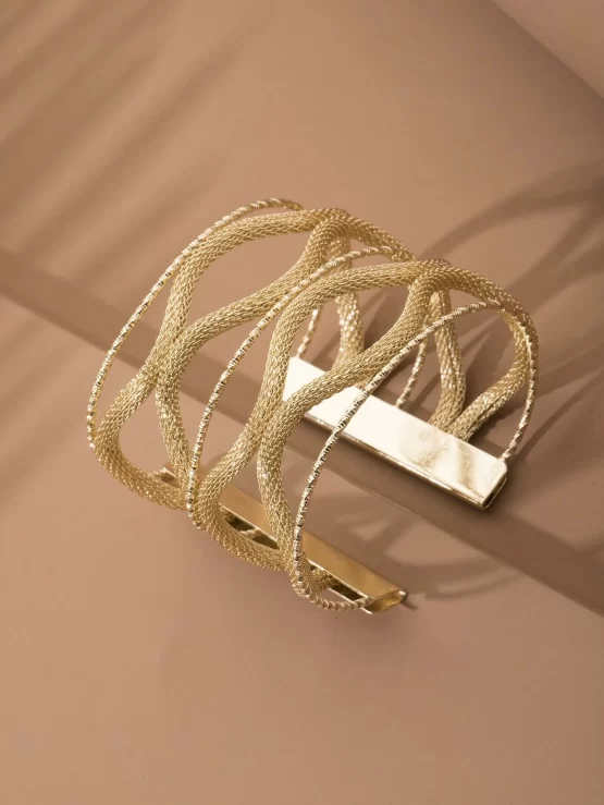 Glamorous Metal Hollow Out Cuff Bangle - Image 2