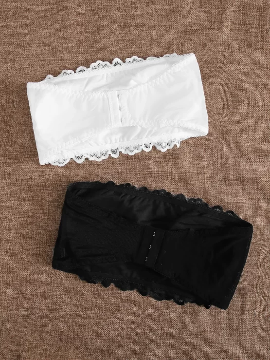 Two Pack Scallop Lace Romantic Bandeau Bra Set - Image 2
