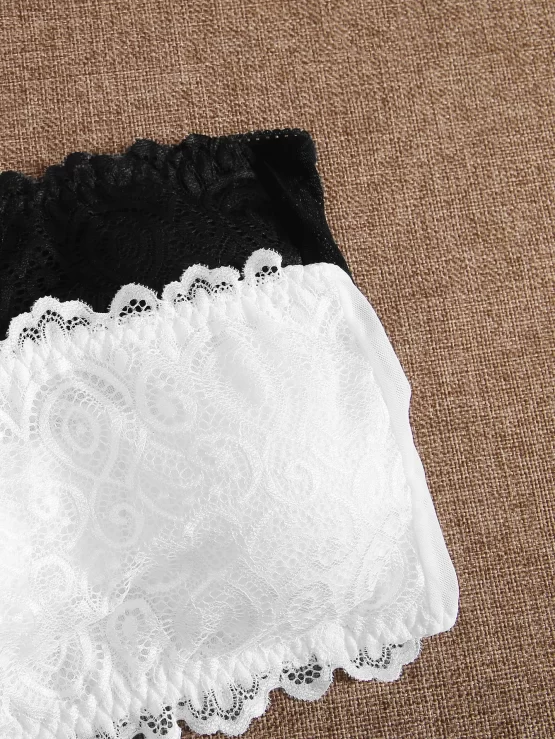 Two Pack Scallop Lace Romantic Bandeau Bra Set - Image 3