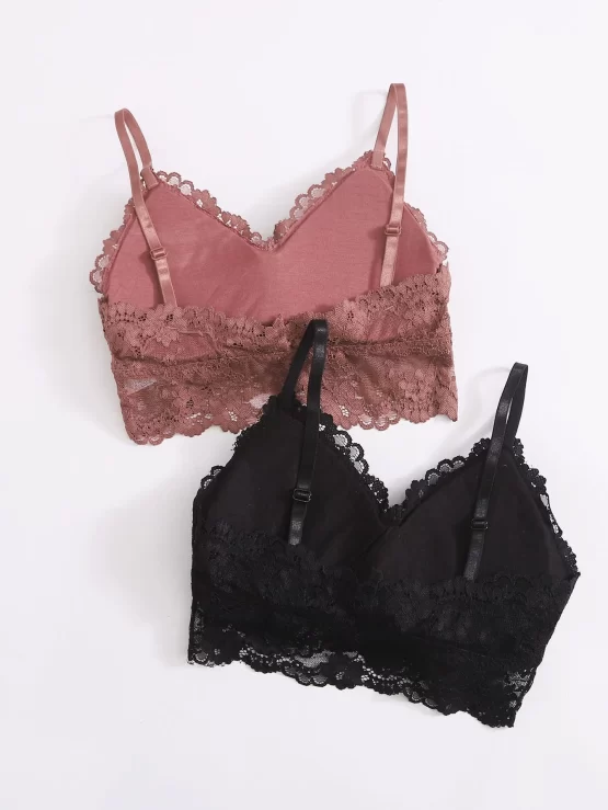 Two Pack Romatic Bralettes Floral Lace Bra Set - Image 2