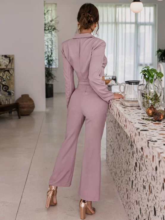 Glamaker Button Front Crop Blazer & Flare Leg Pants - Image 2