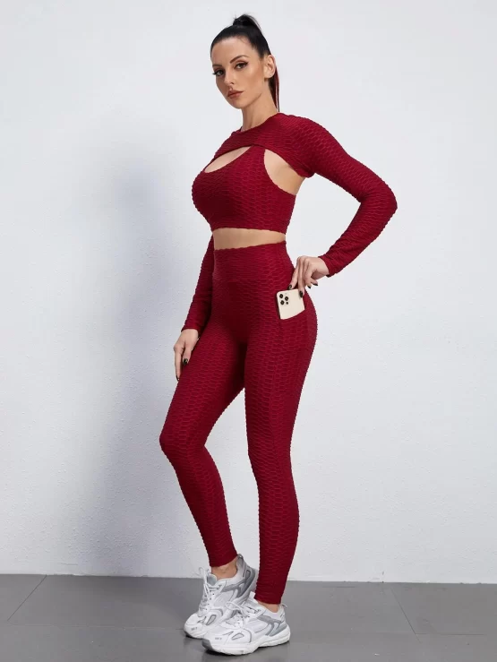 3pcs Breathable Softness Honeycomb Textured Sports Set - Image 3