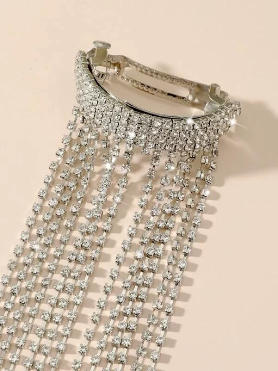 Rhinestone Glamorous Copper Tassel Hair Clip - Image 3