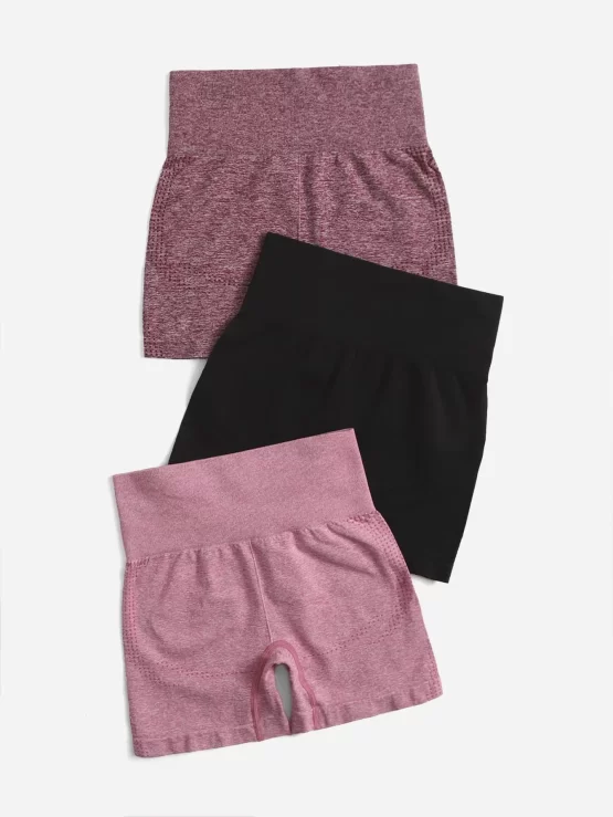 Three Pieces Seamless Breathable Sports Shorts - Image 2