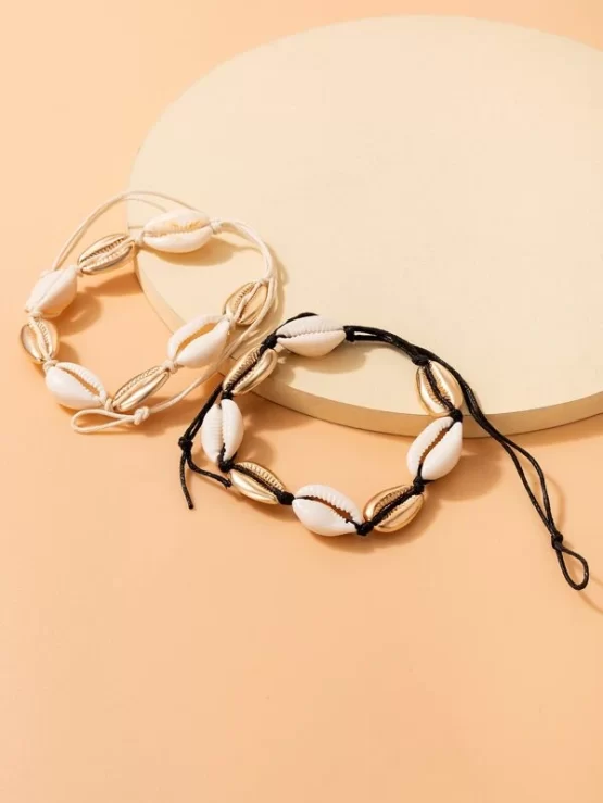 Two Pieces Multicolor Shell Decor Anklet - Image 3