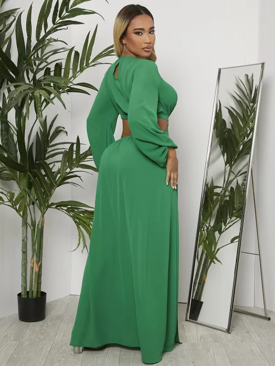 Surplice Sexy Neck Split Cut Out Thigh Dress - Image 4