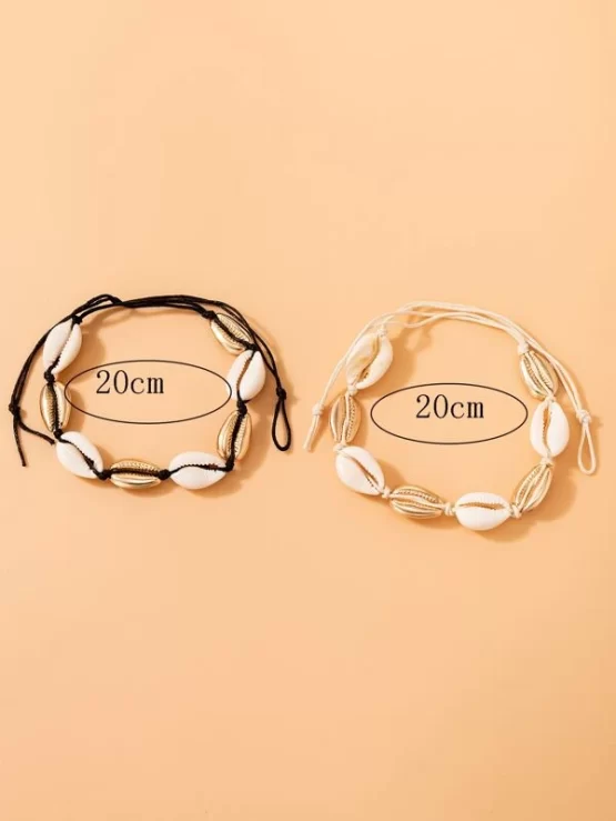 Two Pieces Multicolor Shell Decor Anklet - Image 2