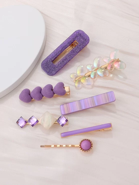 Seven Pieces Heart & Butterfly Decor Hair Clip - Image 2