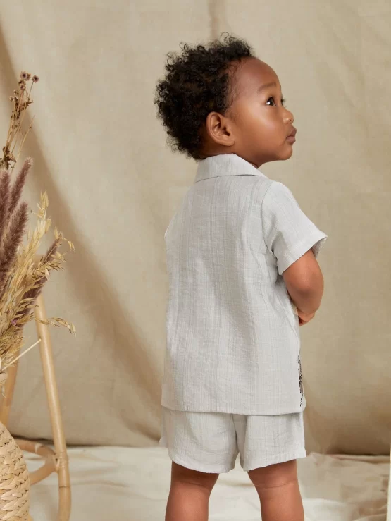 Baby Geometric Boho Print Blouse & Shorts - Image 3