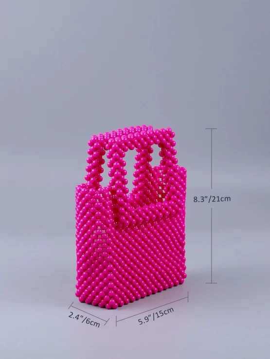 Mini Bead Decor Evening Double Handle Bag - Image 2