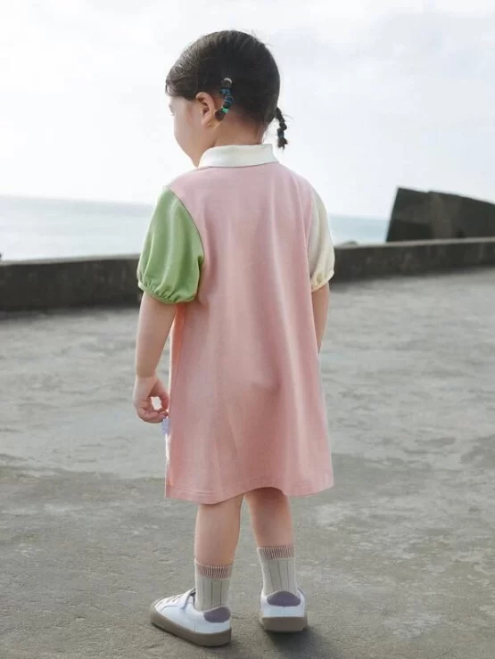 Toddler Girls Color Block & Cartoon Graphic Puff Sleeve Dress - Image 5
